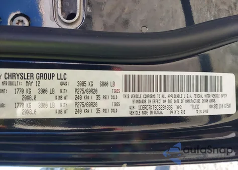 2012 Ram 1500 St from USA, damaged, VIN 1C6RD7KT9CS284336